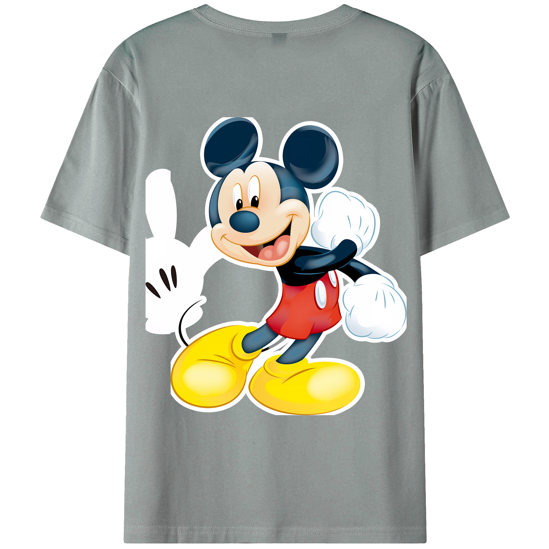 （画像用） ミッキーマウス Mickey Mouse 綿100％ メンズ半袖Tシャツ（バックプリント） 通気性